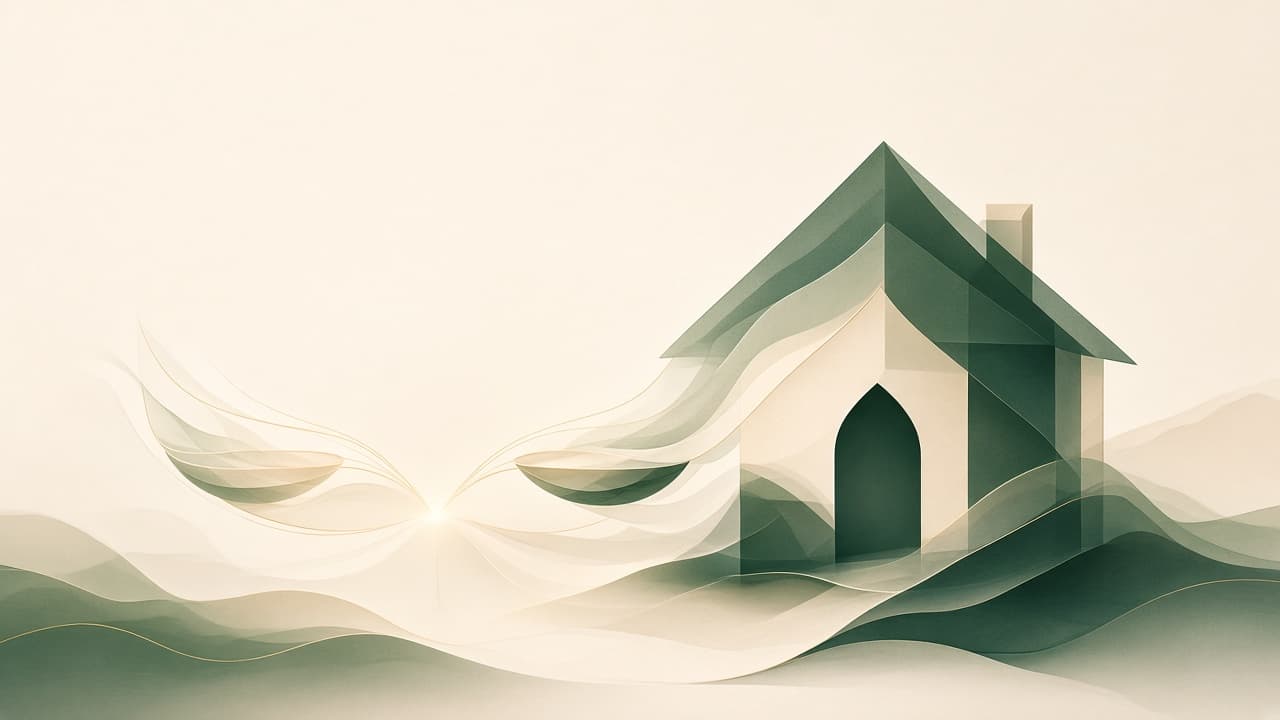 Abstract visual suggesting fairness, balance, and home